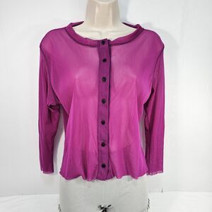 Petit Pois by Viviana G Costa Del Sol Mesh Cardigan Maroon Raspberry Magenta Top
